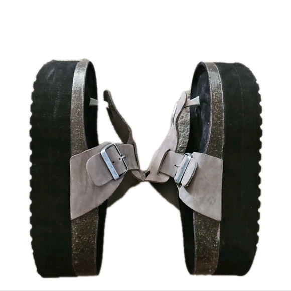 Jeffrey Campbell Womens Gray Leather Platform Trendy Thong 37 - Picture 6 of 10